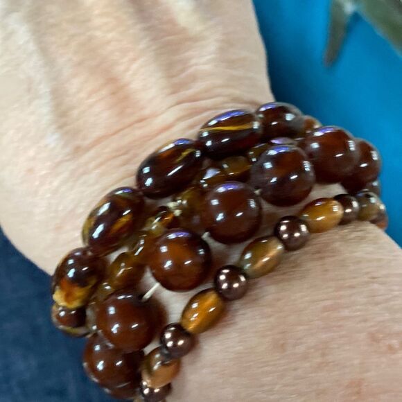 Bundle of 4 Stretchy Brown Bead Bracelets - Picture 3 of 7